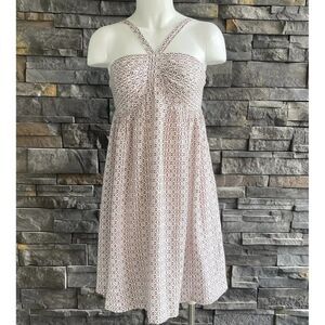 Madewell Dress Cream‎ Burgundy Print 100% Silk Halter Babydoll